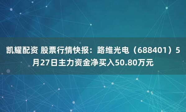 凯耀配资 股票行情快报：路维光电（688401）5月27日主力资金净买入50.80万元