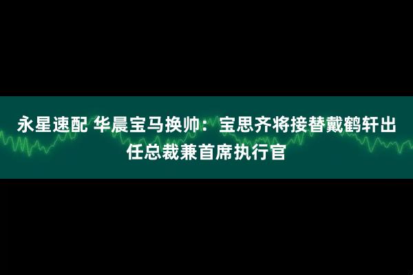 永星速配 华晨宝马换帅：宝思齐将接替戴鹤轩出任总裁兼首席执行官